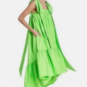 Vibrant Green Sleeveless Dress with pockets